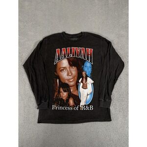 Aaliyah Shirt Mens Medium Black Long Sleeve Princess of‎ R&B Graphic Music Tee